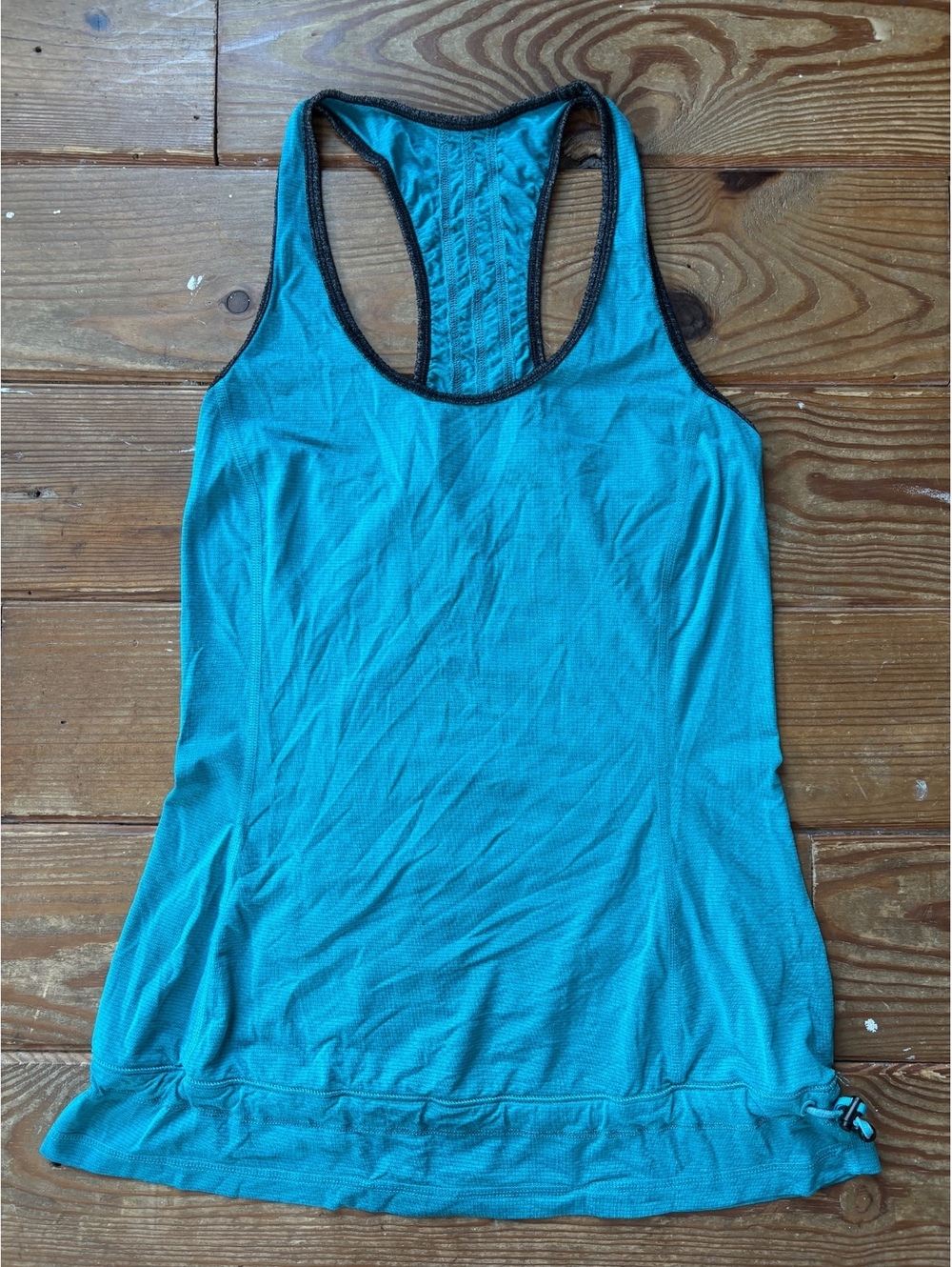 Lululemon Teal Blue Racerback Athletic Tank Top Size 4 Cinch Hem - Picture 2 of 7